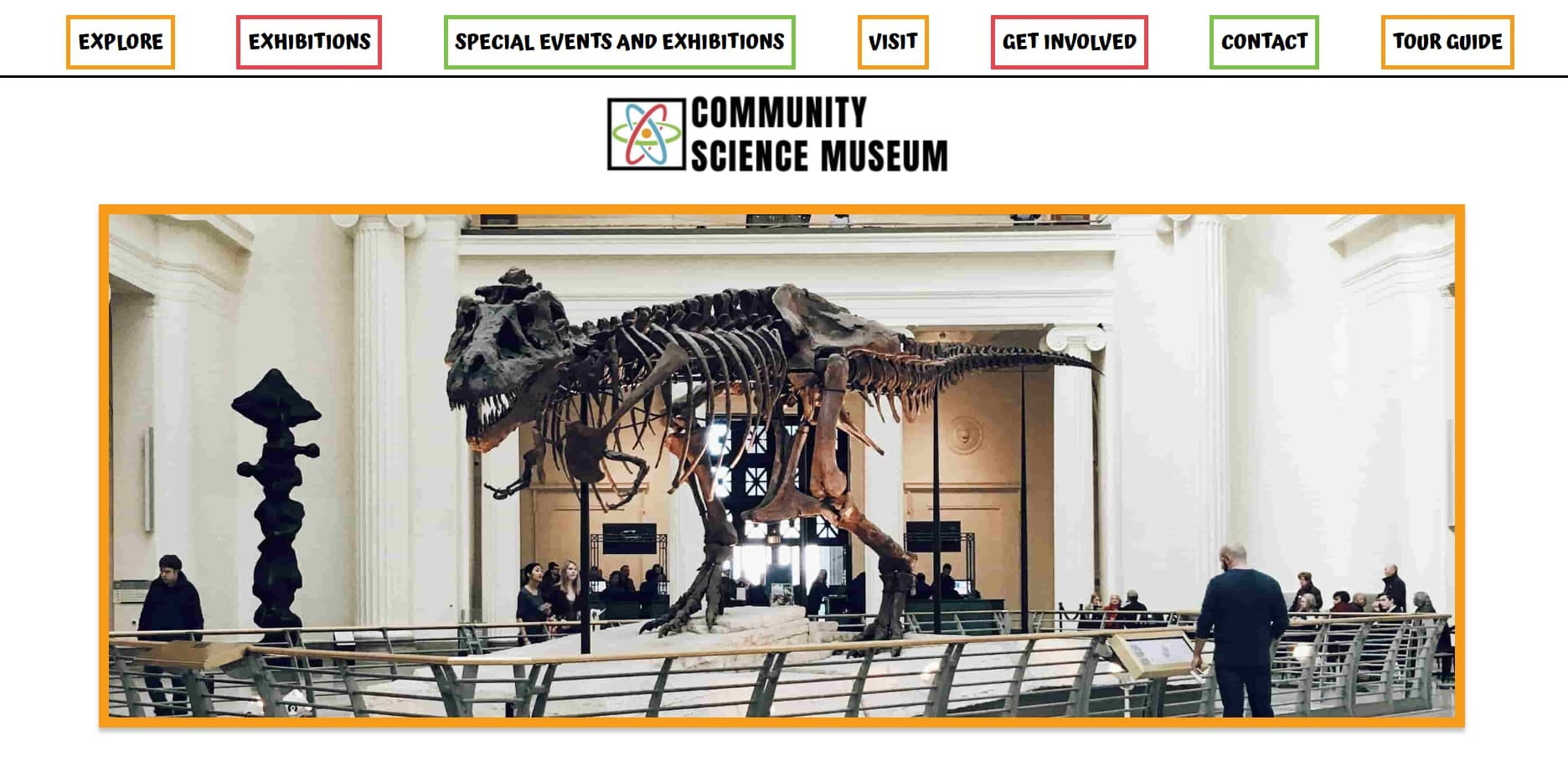 Community Science Museum homepage screenshot.